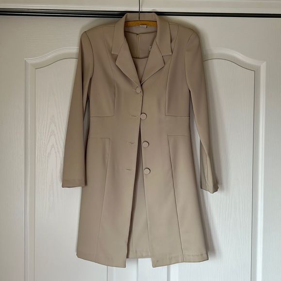 90’s Beige Long Blazer and Dress - Picture 1 of 6